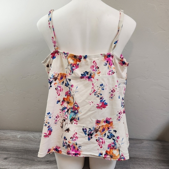 Meet Curve Cream Swim Top (only) 4XL Floral Underwire Bow‎ Tie Front Adjustable - Picture 9 of 10